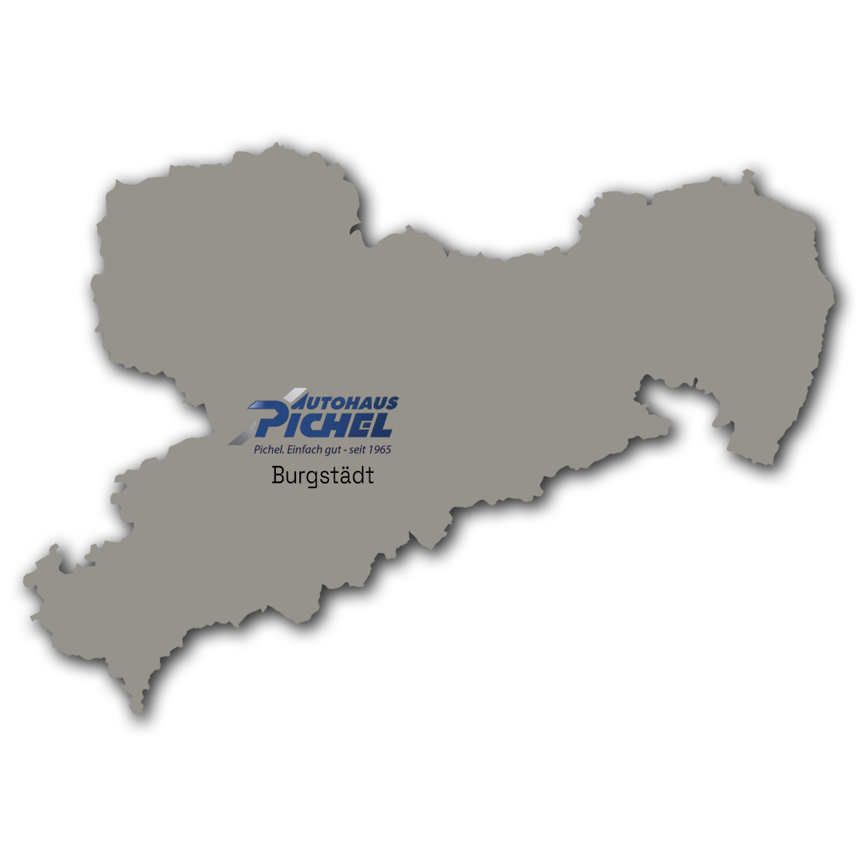 Karte von Sachsen mit regionalem Bezug zum Autohaus Pichel